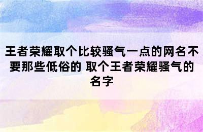 王者荣耀取个比较骚气一点的网名不要那些低俗的 取个王者荣耀骚气的名字